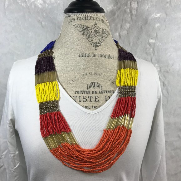 Boho Long multi-strand seed bead necklace Colorful - Picture 1 of 7